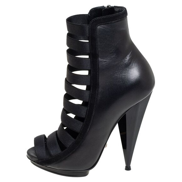 Gucci Black Elastic And Leather Isadora Gladiator Booties Size 35 - Picture 2 of 4